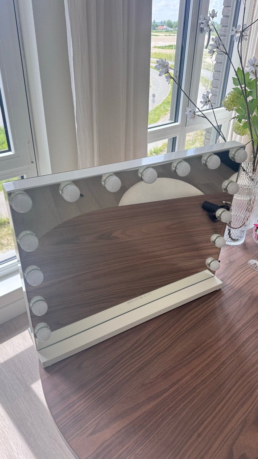 Bright Beauty Make-up Spiegel met Verlichting, Ophalen of Verzenden, Zo goed als nieuw, Minder dan 100 cm, Rechthoekig