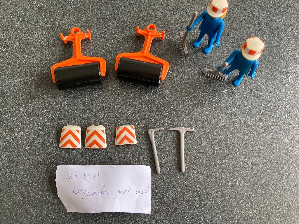 Playmobil 3314 wegwerker bouwvakker met wals 2 sets, Ophalen of Verzenden, Zo goed als nieuw, Complete set