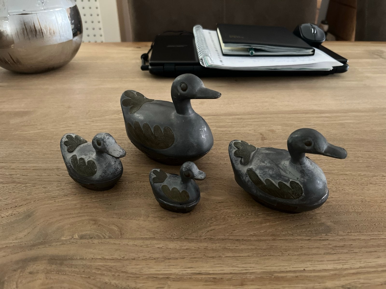 Set van 4 decoratieve tinnen eenden, Ophalen of Verzenden