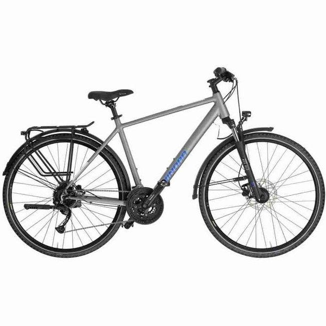 Hybride fiets: Winora Domingo 27 H52 grijs PH23 met ringslot, 28 inch, Vering, 49 tot 53 cm, Zo goed als nieuw