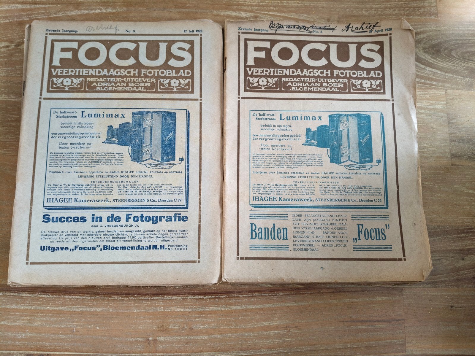 Oude Focus fotobladen uit 1930 - Zeldzaam!, Gelezen, Adriaan Boer, Verzenden, Fotografie algemeen