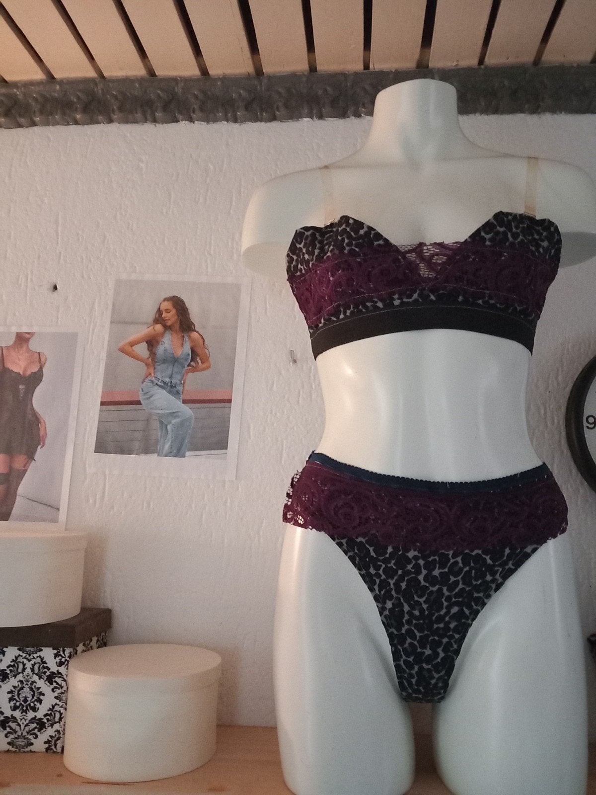 Lingerie setje tijgerprint met kant, Onbekend, Ophalen of Verzenden, Overige kleuren, Setje
