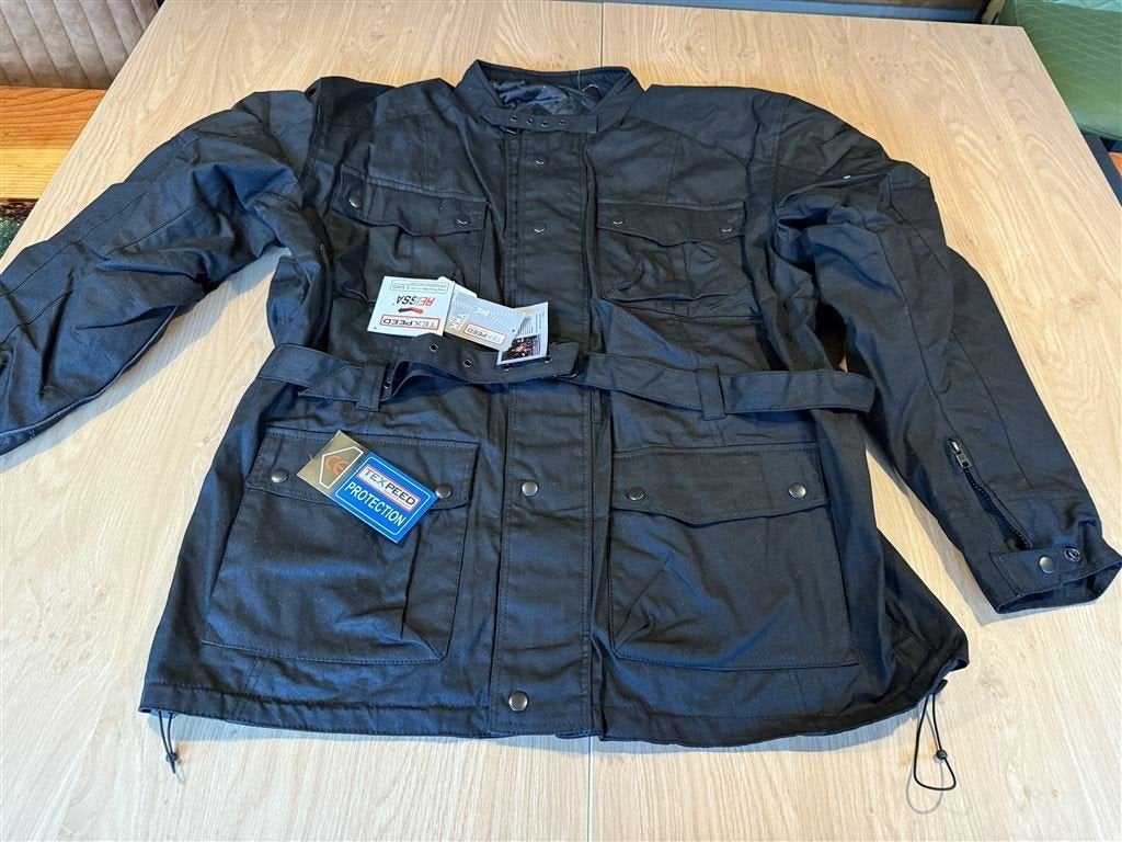 jas motorjas - gewaxte jas waterdicht lang katoen met CE bik, Verzenden, Tweedehands, Jas | textiel