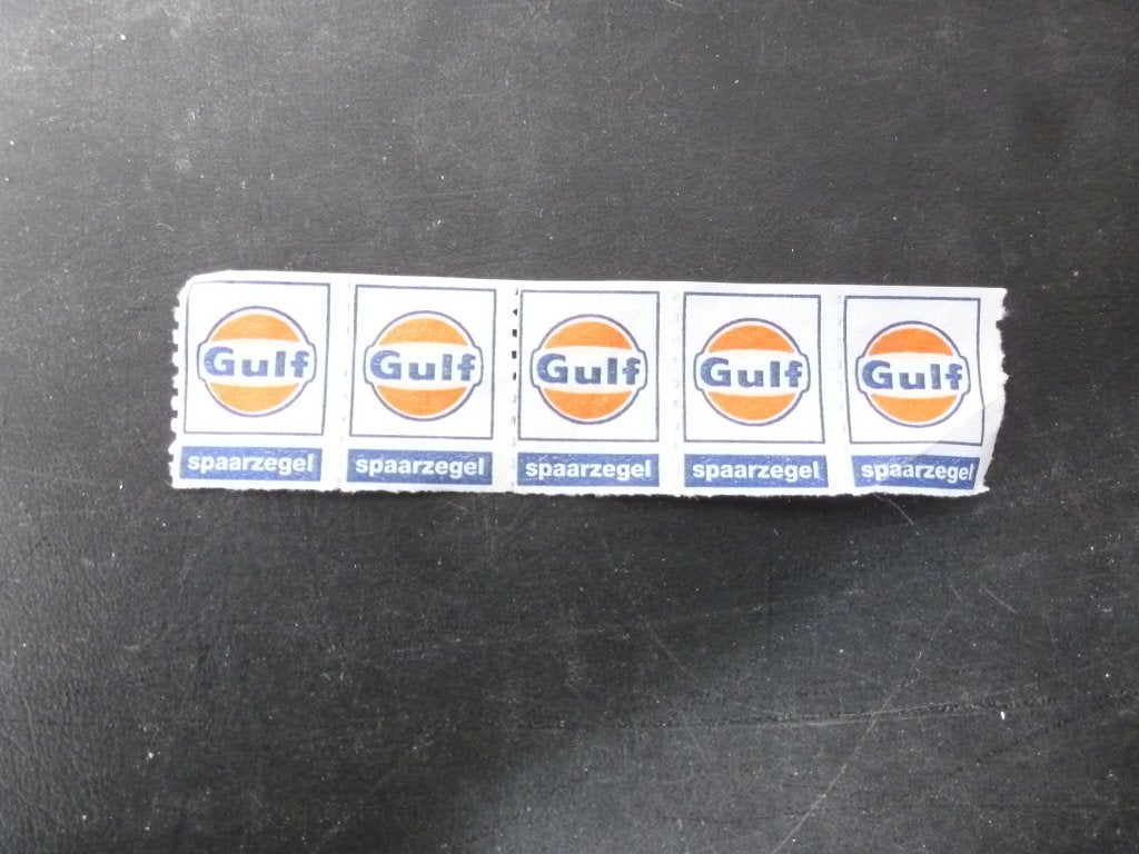 Spaarzegels (oud) pompstations (Gulf), Ophalen of Verzenden, Gebruikt