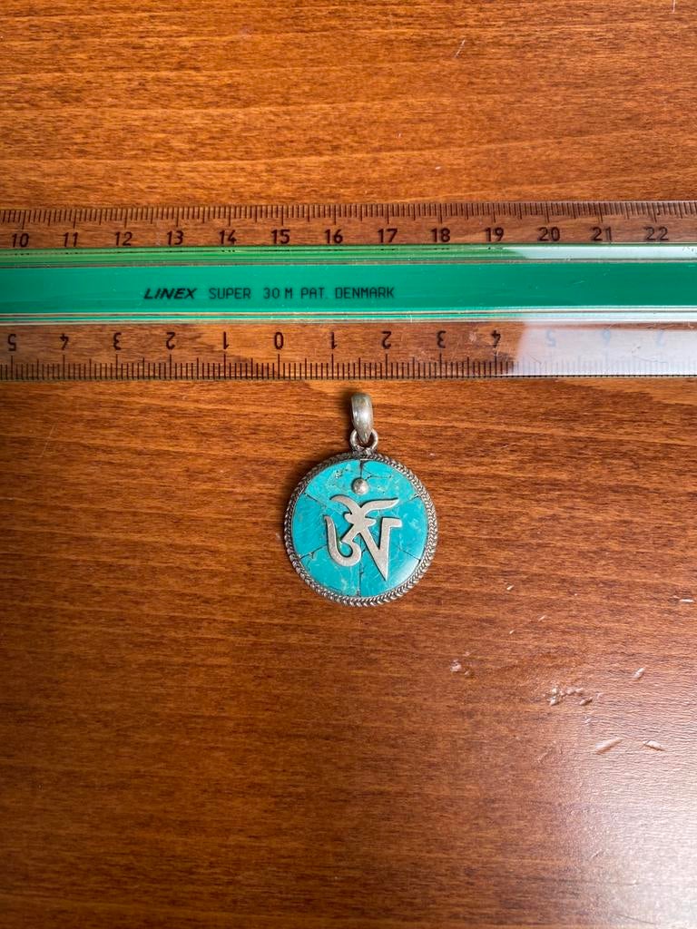 Hanger zilver met turquoise en ohm-teken, Ophalen of Verzenden, Zilver