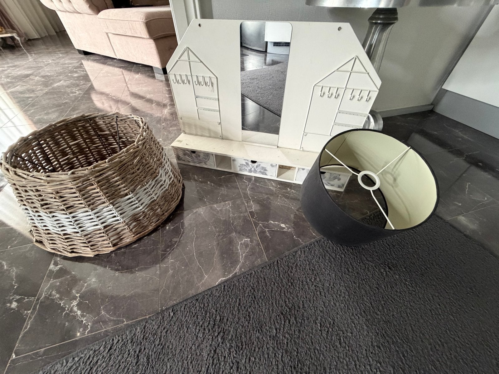 2 lampenkappen en sieradenkastje - Alles voor 10 euro, Ophalen, Gebruikt, Textiel, Zwart