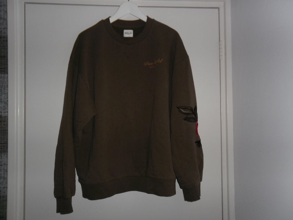 REPLAY Bruine Trui Met Geborduurde Bloem Maat XL, Bruin, Maat 46/48 (XL) of groter, Replay, Ophalen of Verzenden