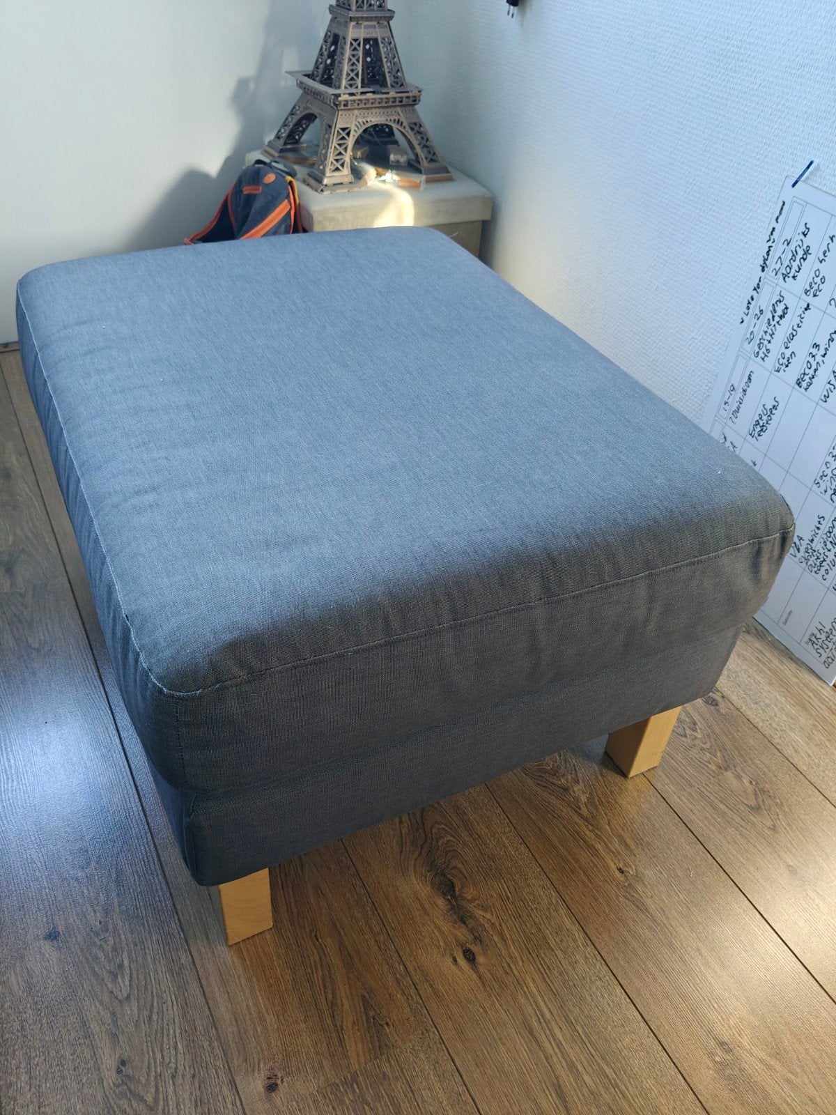 Grijze poef/hocker/voetenbank - Comfortabel en stijlvol, Ophalen, Gebruikt, 75 tot 100 cm, Stof