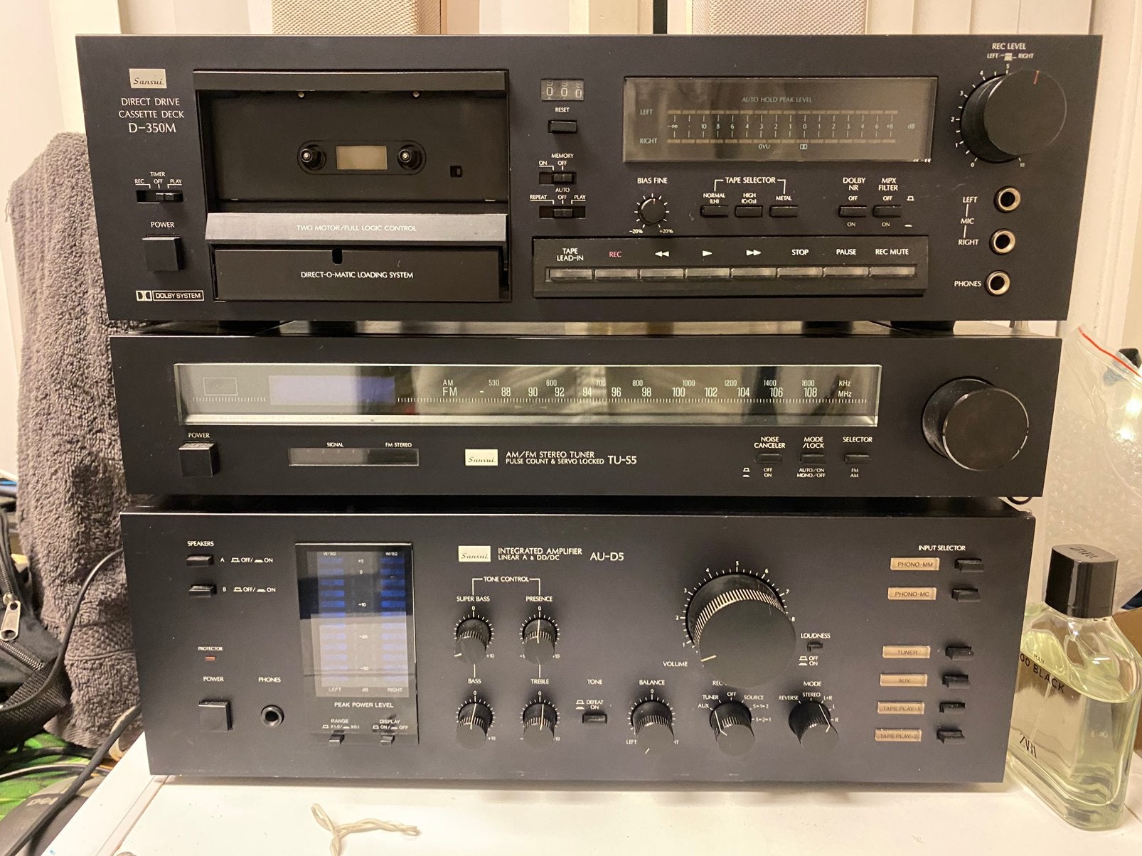 Sansui au-d5, Tu-s5, D-350m, bosse am-5, subbufer, Ophalen of Verzenden, Zo goed als nieuw, Overige merken