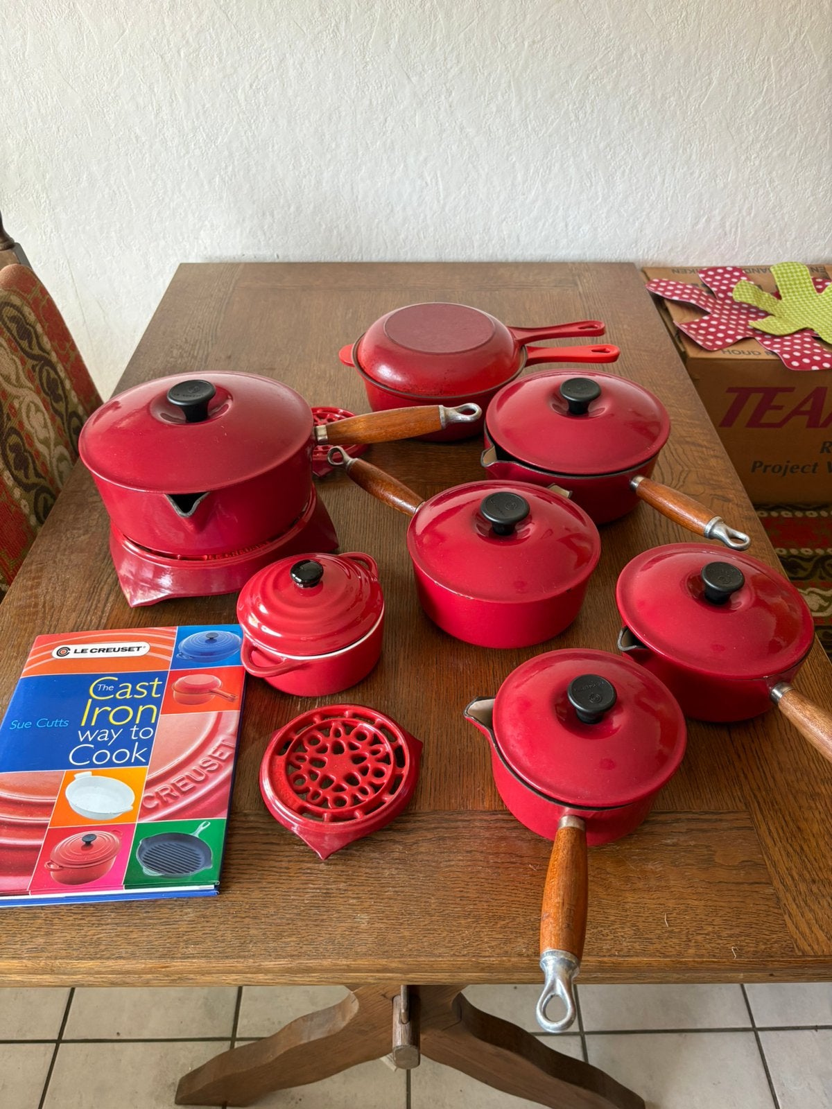 Creuset pannenset compleet, Gietijzer, Geschikt voor inductie, Ophalen of Verzenden, Zo goed als nieuw