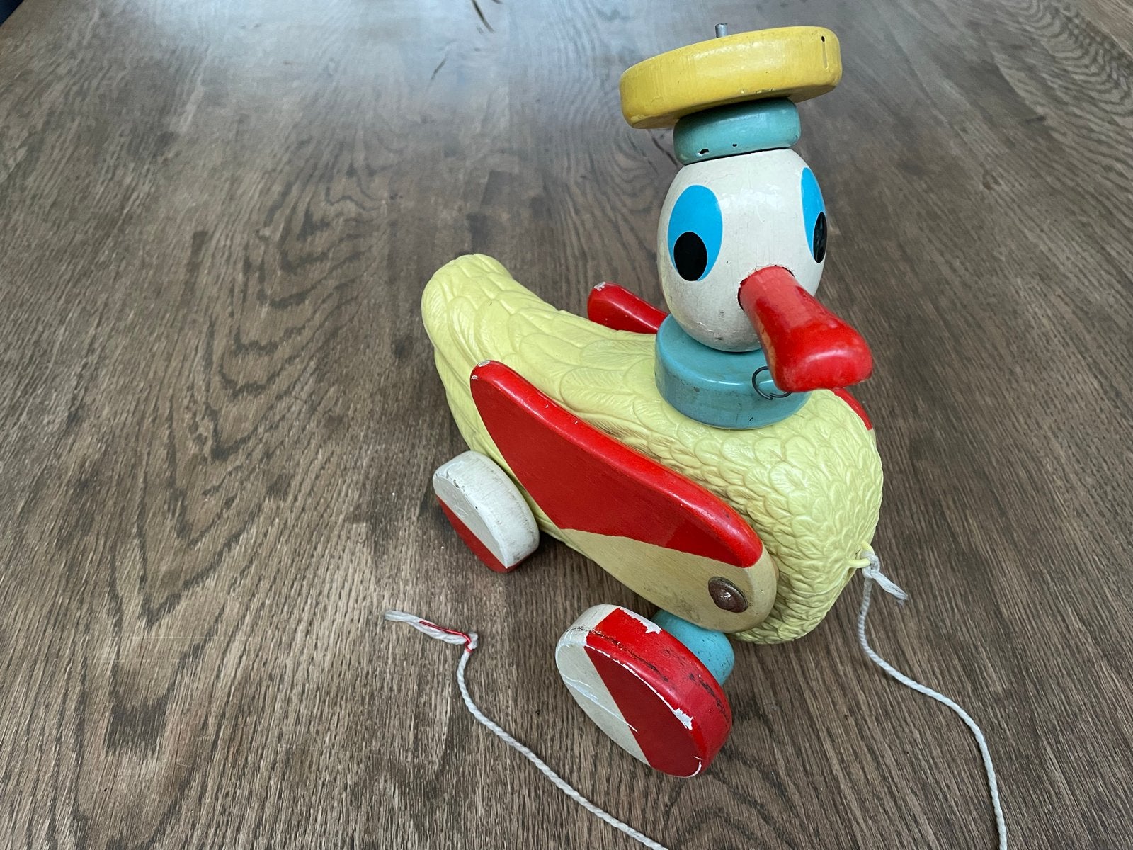 Vintage houten Educalux eend met wieltjes, Ophalen of Verzenden