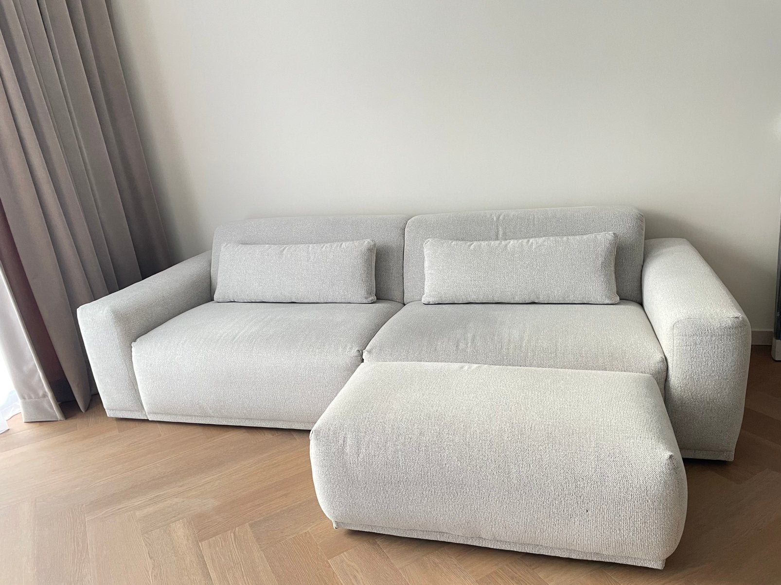 Braga 3-Seater Modular Sofa with Ottoman – Light Grey, Huis en Inrichting, 250 tot 300 cm, 100 tot 125 cm, Driepersoons, Ophalen of Verzenden