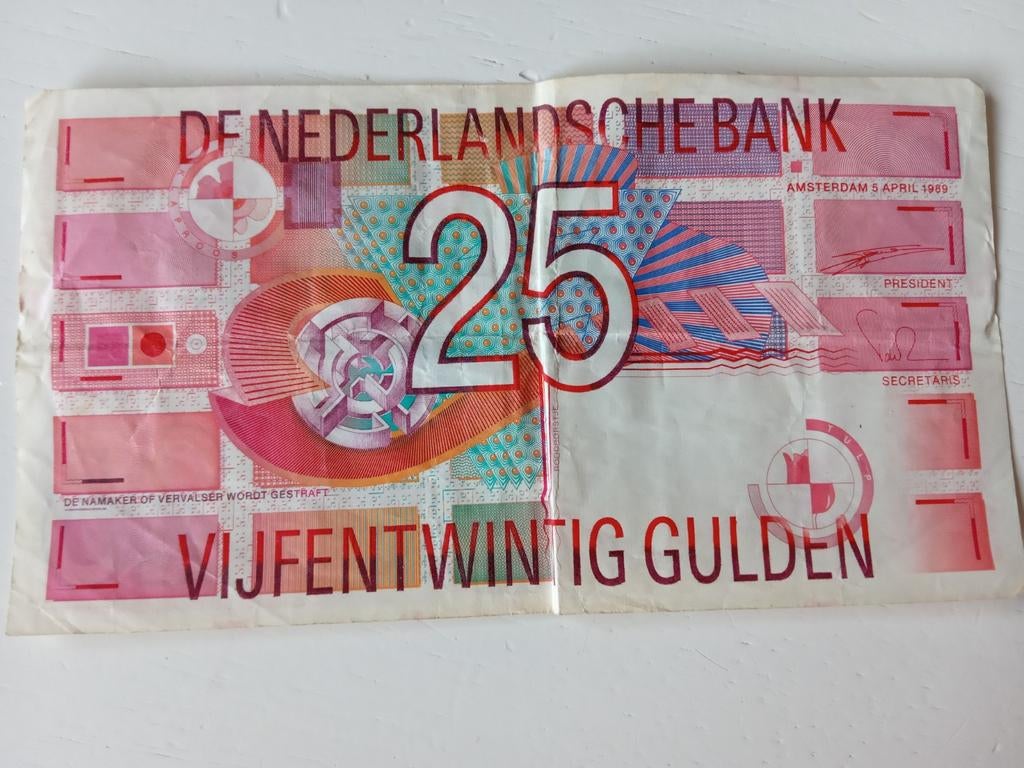 Brief 25 gulden jaar 1989, Ophalen, 25 gulden, Los biljet