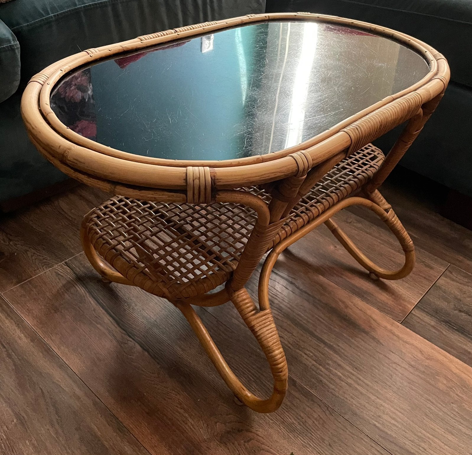 Unieke Vintage Rotan Salontafel 🩷💜, Ophalen, Minder dan 50 cm, Gebruikt, 50 tot 100 cm