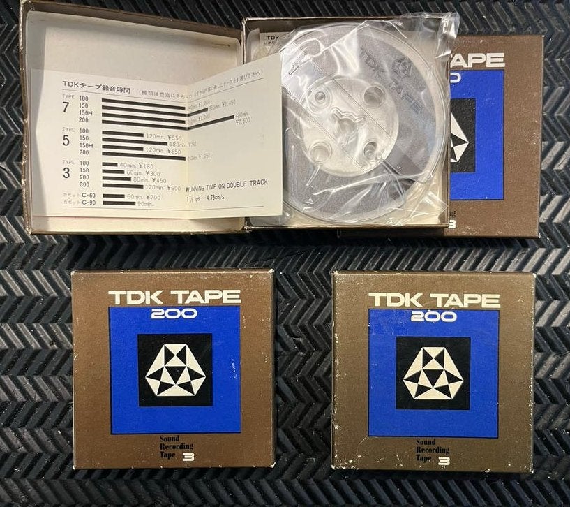 4 stuks 3” TDK "Tape 200" Reel To Reel tapes  - NOS, Audio, Tv en Foto, Bandrecorders, Ophalen of Verzenden, Onderdeel, Met banden