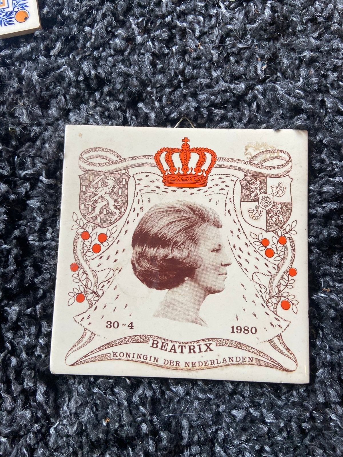 Tegel Beatrix Koningin der Nederlanden 30-4 1980 Sphinx, Antiek en Kunst, Ophalen