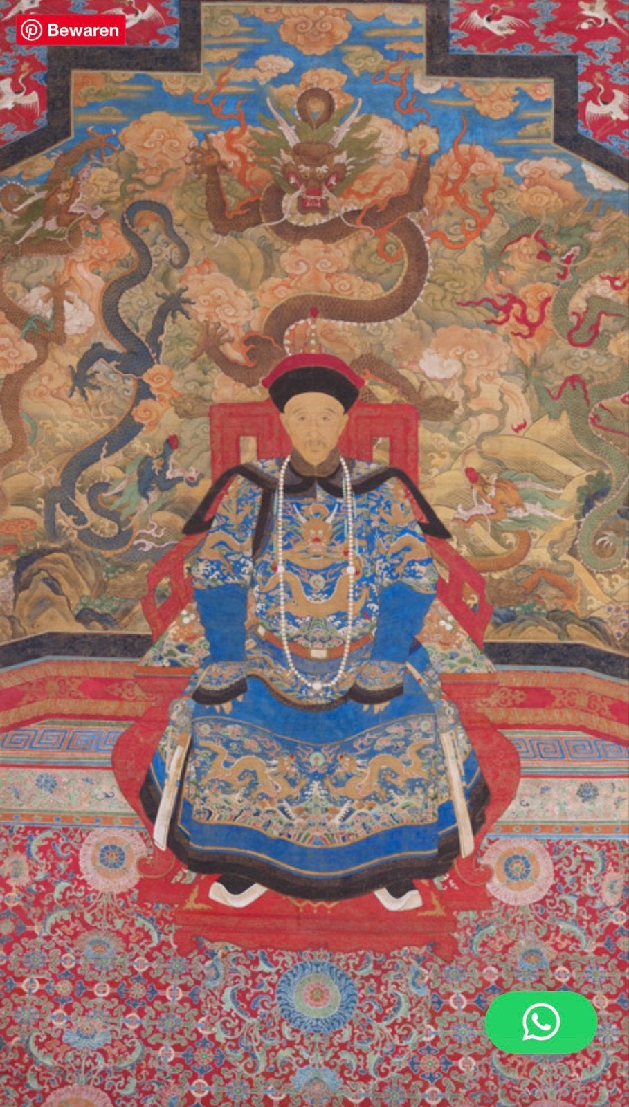Wandkleed 'The Dragon Prince' met zwart frame, Ophalen, China, Meerkleurig, Geschilderd