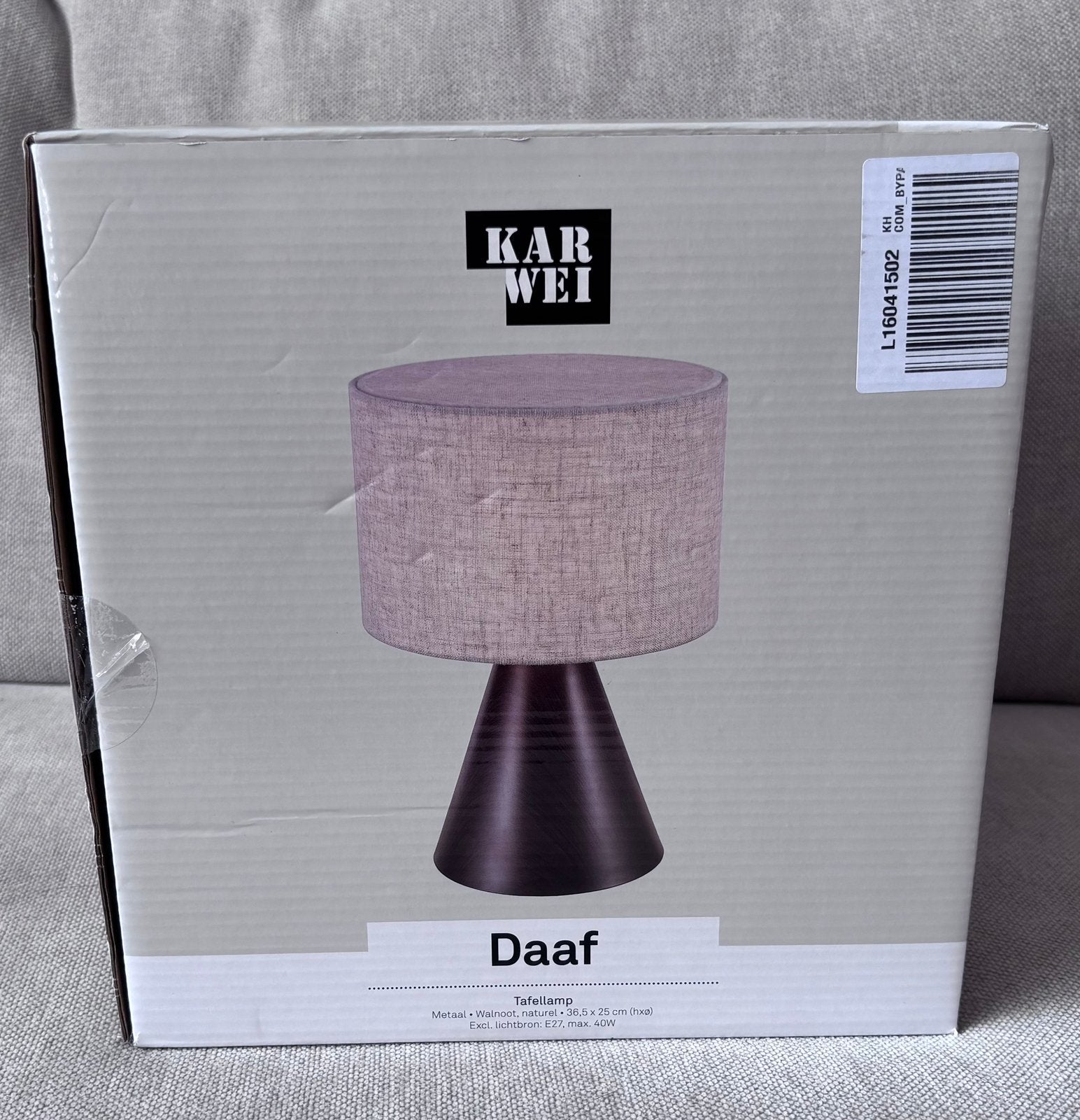 Karwei tafellamp Daaf. Nieuw in de doos, Ophalen of Verzenden, Nieuw, Metaal, E27 (groot)