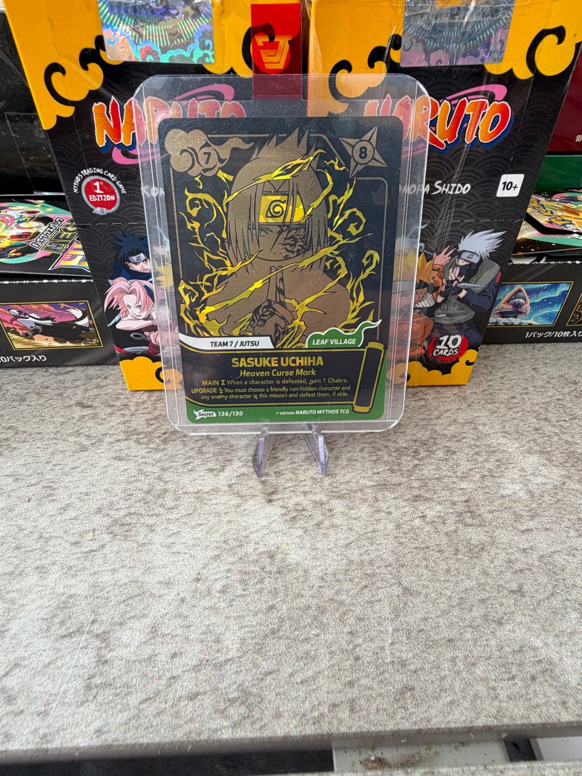 Sasuke Uchiha Naruto Mythos TCG Kaart - Foil, Ophalen of Verzenden, Zo goed als nieuw, Losse kaart, Foil