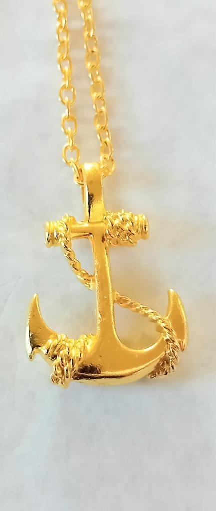 Goud kleurig Anker Ketting - Maritieme Stijl Hanger, Nieuw, Ophalen of Verzenden, Goud, Overige materialen