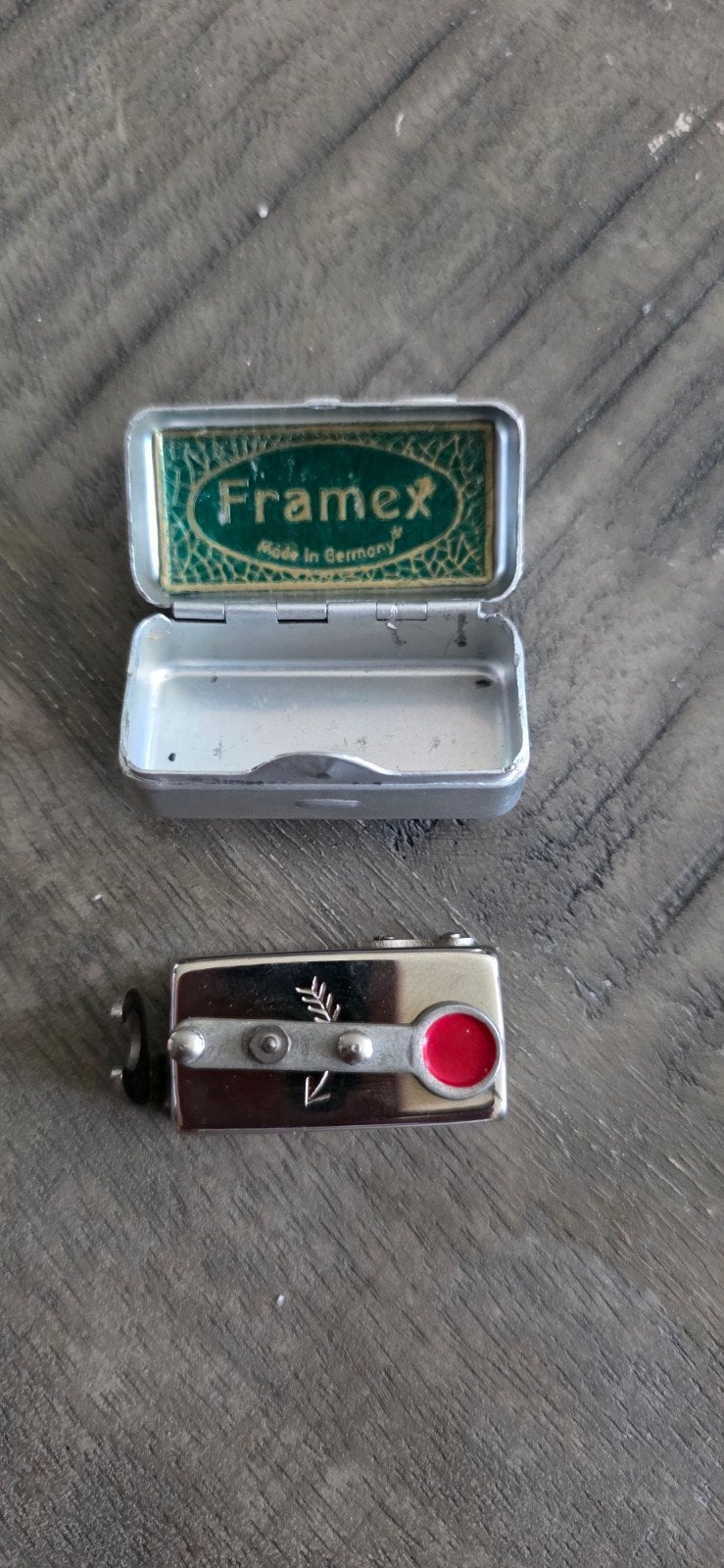 Vintage Framex Made in Germany miniatuur camera met doosje, Ophalen, Gebruikt, Compact, Overige Merken