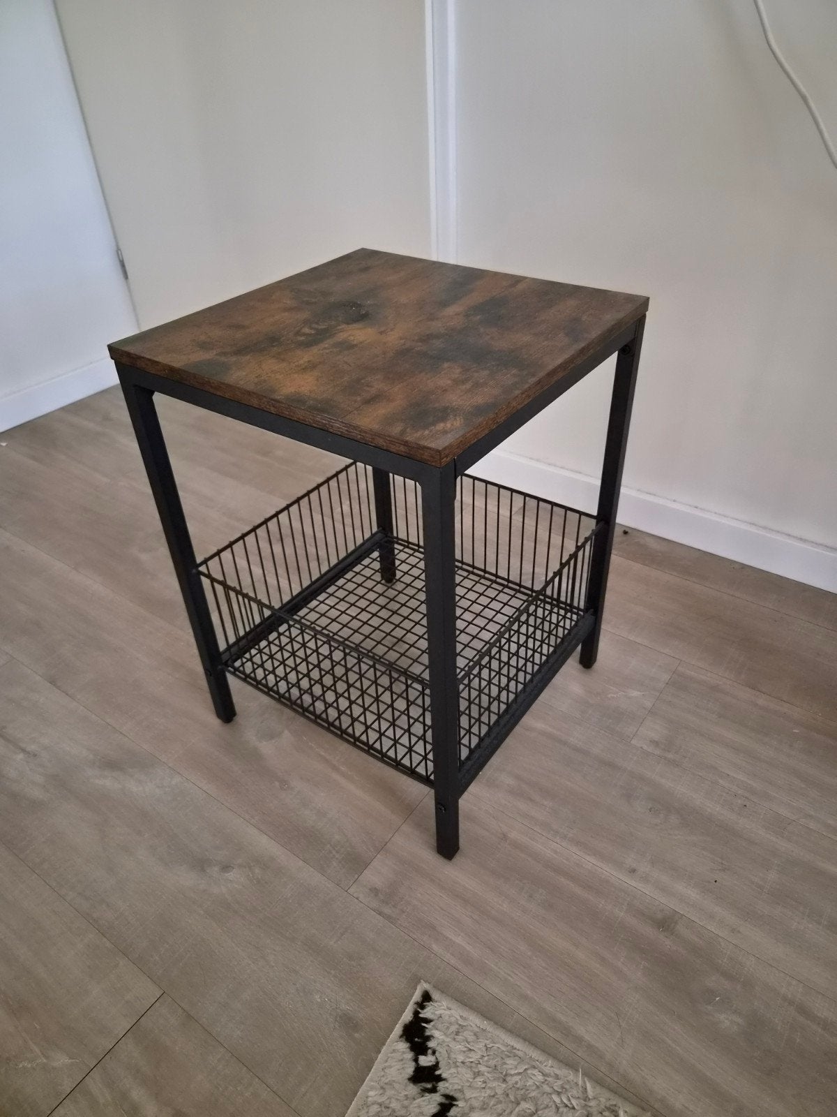 Bijzettafel met opbergmand - Industrieel design, Minder dan 55 cm, Gebruikt, Vierkant, Industrieel