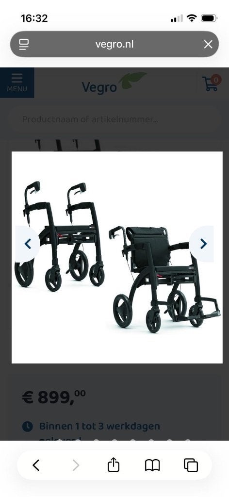 Rollator/rolstoel, Diversen, Ophalen, Inklapbaar, Zo goed als nieuw, Duwrolstoel