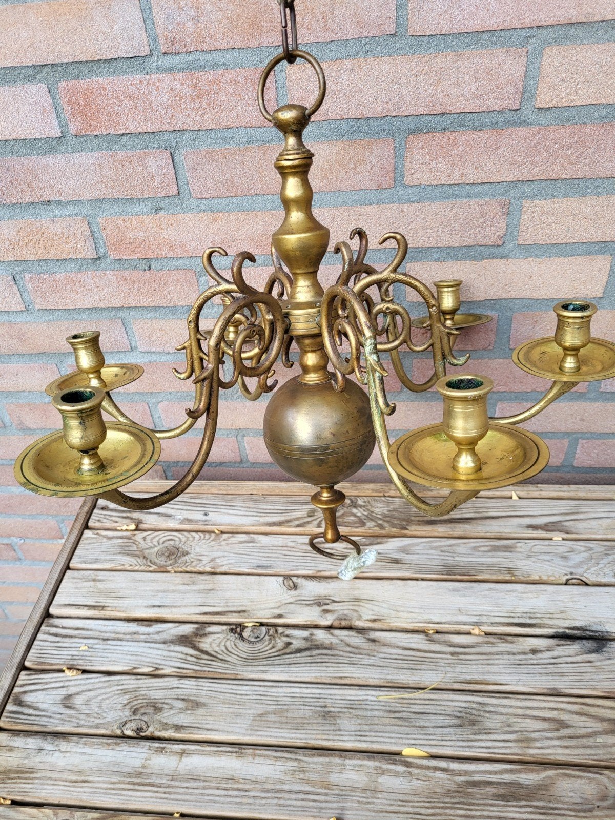 Antieke kroonluchter met 6 armen, Ophalen of Verzenden