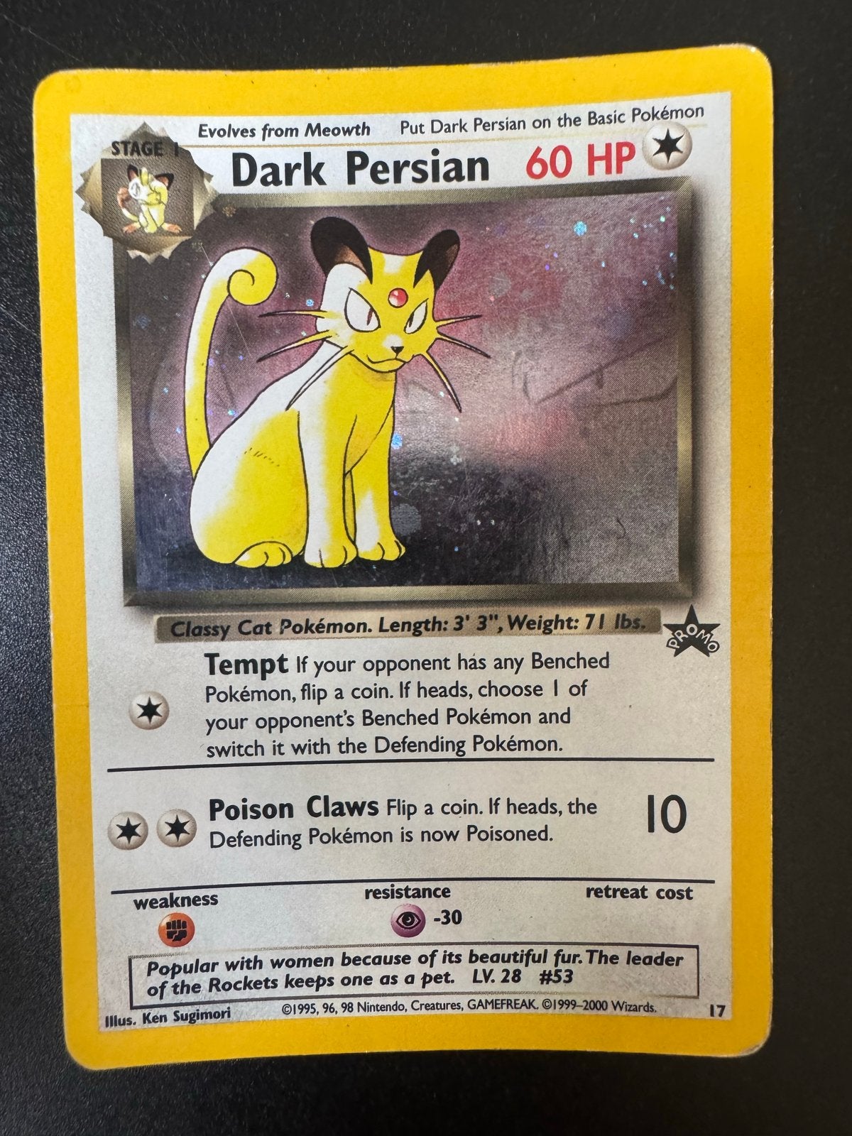 Dark Persian Pokémon Kaart - Promo #17 (Wizards Black Star), Ophalen of Verzenden, Losse kaart