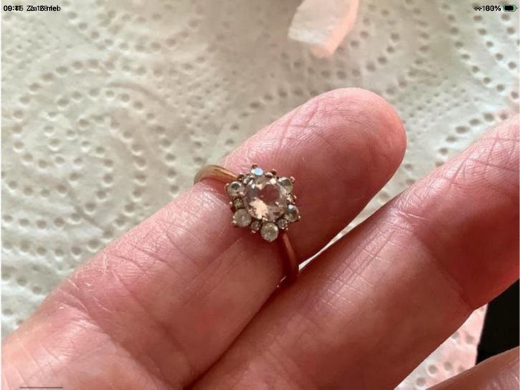 Prachtige vintage gouden ring Morganite Roosdiamanten 9 kar, Verzenden, Met edelsteen, Dame, Goud