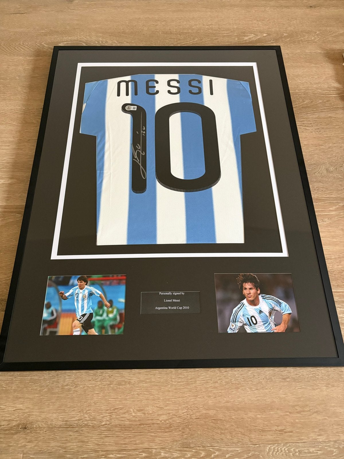 Gesigneerd Messi shirt WK 2010 - Ingelijst, Ophalen of Verzenden, Zo goed als nieuw, Buitenlandse clubs, Shirt