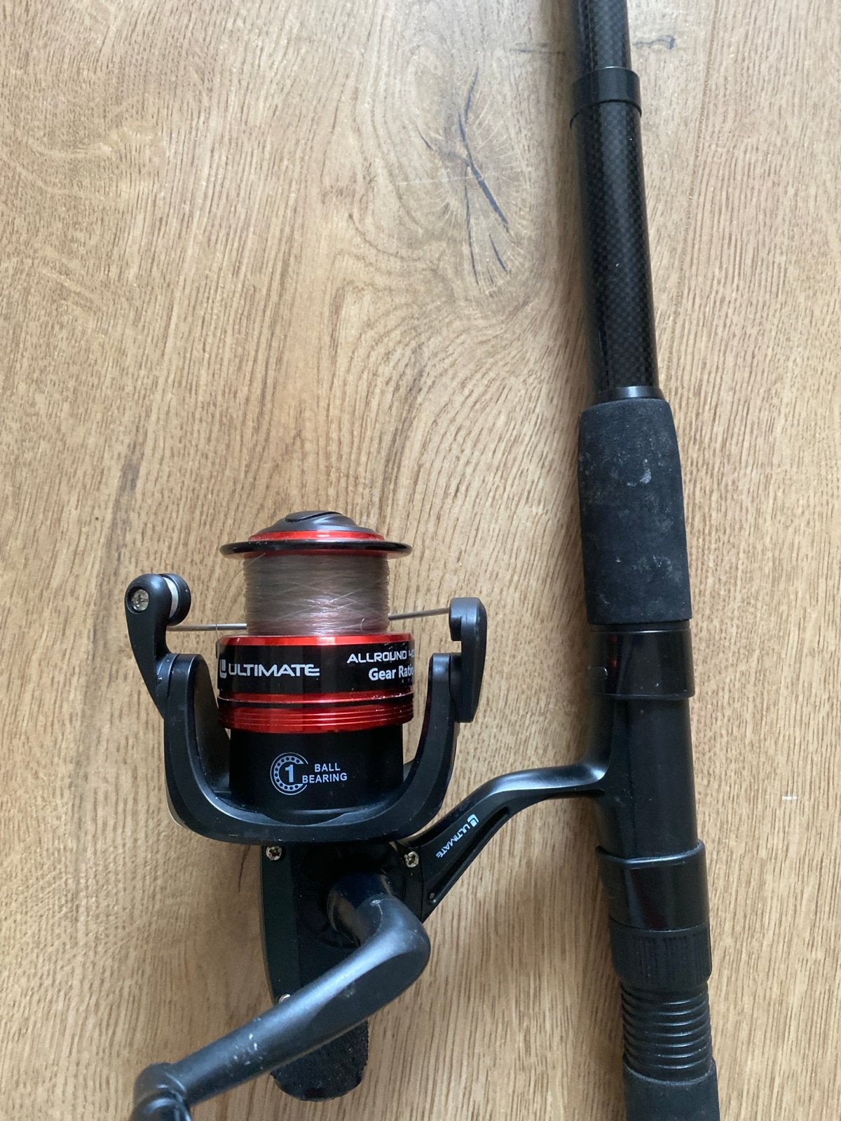 Ultimate Tele Feeder Hengel met Molen en lijn nylon, Watersport en Boten, Ophalen, Gebruikt, Complete hengel