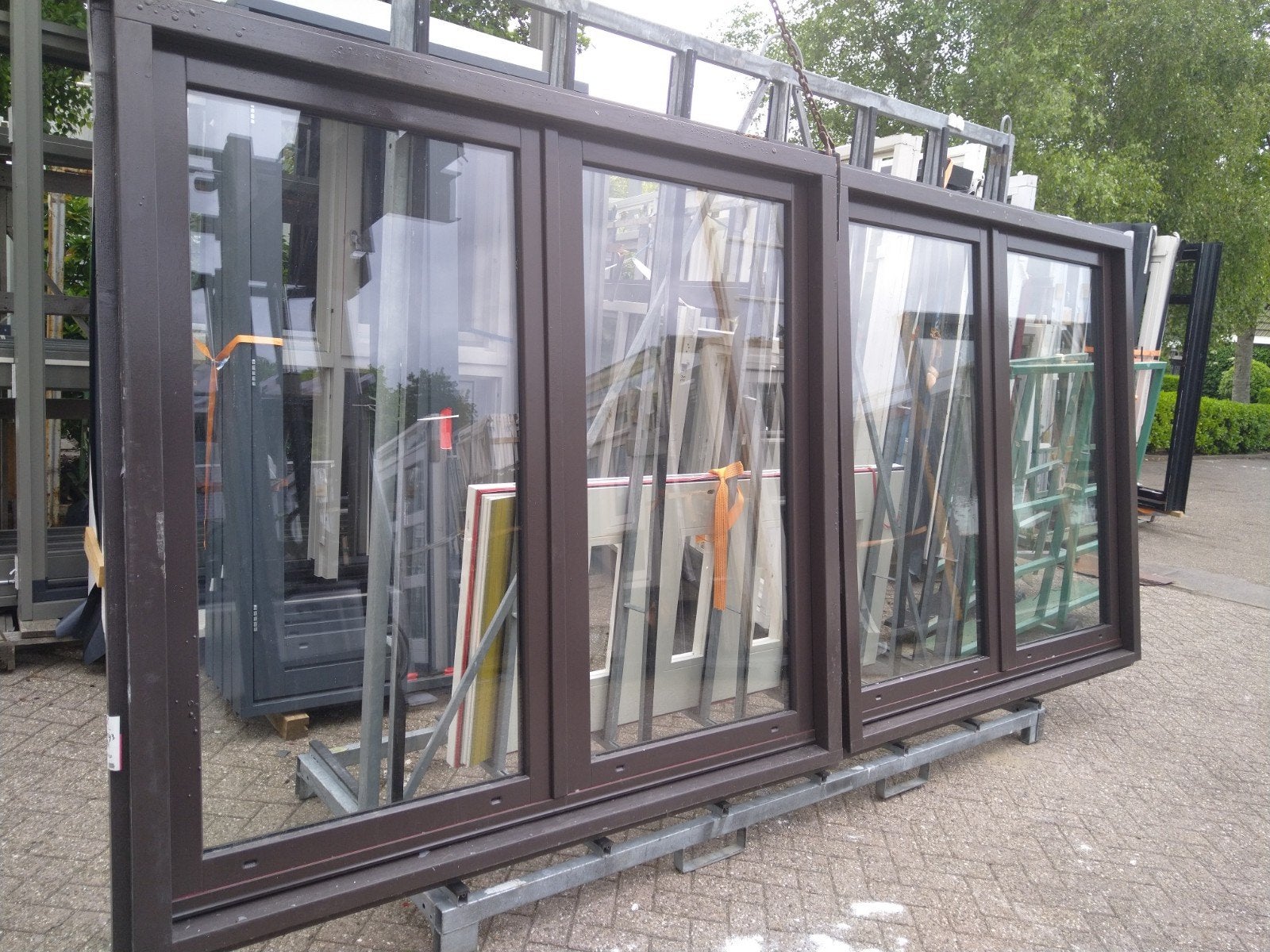 Kozijn met dubbele deuren, Doe-het-zelf en Verbouw, Deuren en Horren, 120 cm of meer, Nieuw, Ophalen of Verzenden, Buitendeur