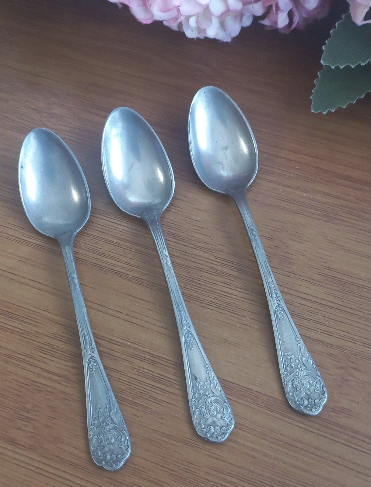 Leuke set van 3 aluminium theelepeltjes, engeltjes, Ophalen of Verzenden