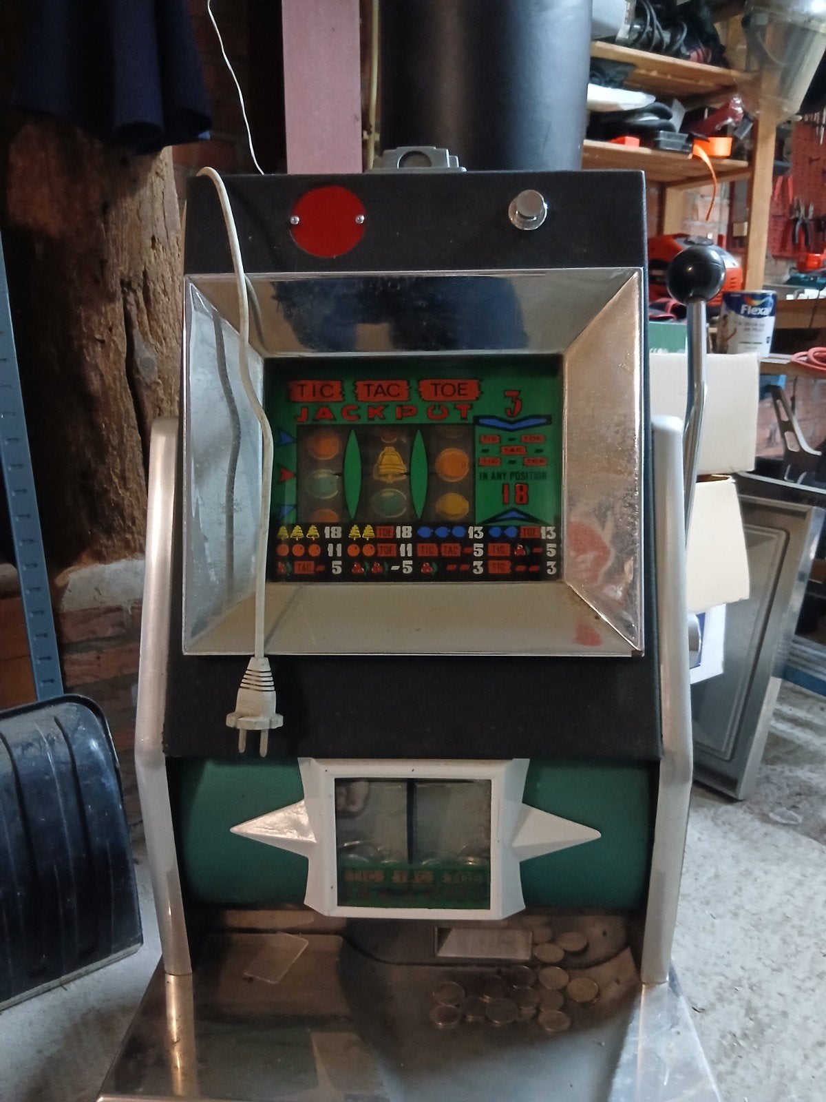 Vintage Tic Tac Toe Jackpot fruitautomaat, Verzamelen, Gulden, Ophalen, Gebruikt