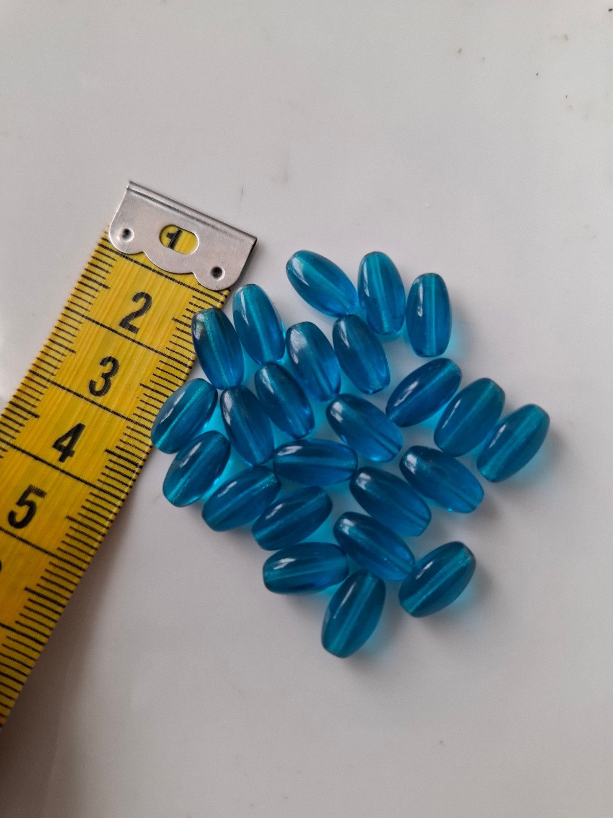 24 stuks 10 mm glaskralen ovaal blauw kralen partij, Kraal, -, -, Nieuw
