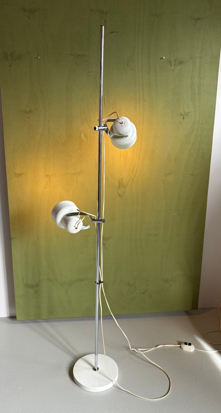 Vintage Spage Age vloerlamp met 2 spots, Ophalen, Gebruikt, Gepo Dijkstra Raak, E27 (groot)