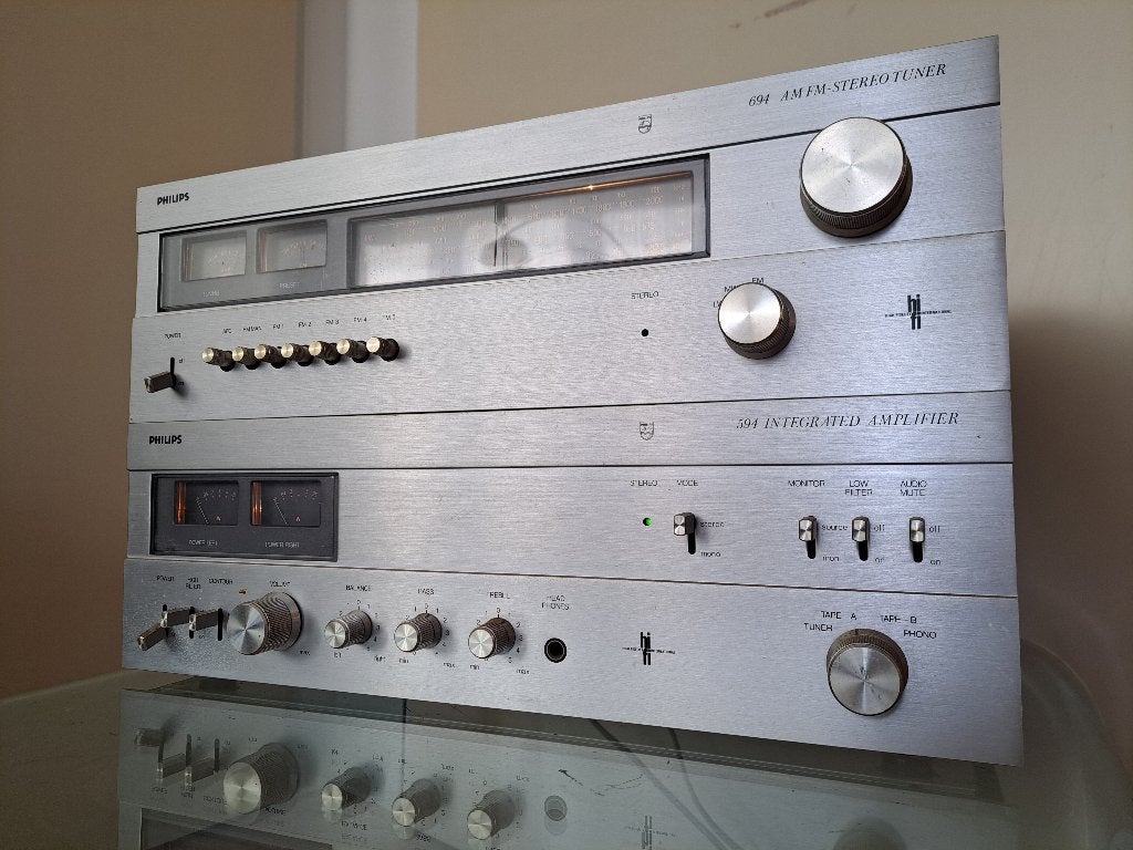 Philips 694 Tuner & 594 Versterker (Defect), Philips, Gebruikt, Tuner of Radio, Losse componenten
