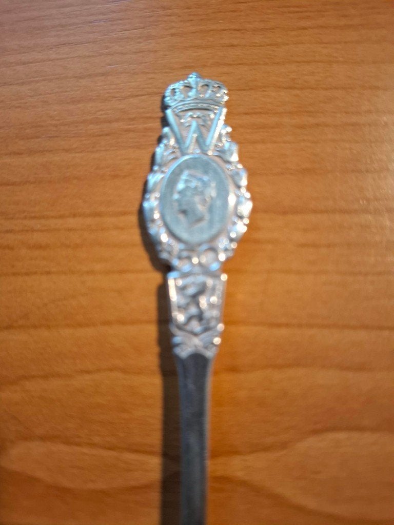 Lepeltje Koningin Wilhelmina 50 jaar Koningin, Ophalen of Verzenden, Zo goed als nieuw, Nederland, Speld(je) of Lepel(tje)