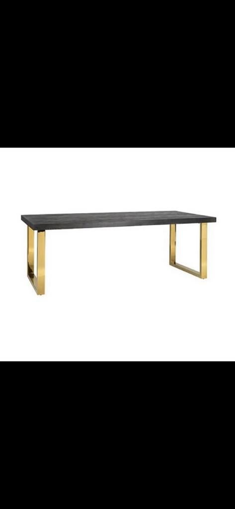 Visgraat black bone eettafel met gouden onderstel, Nieuw, Vier personen, Rechthoekig, 50 tot 100 cm