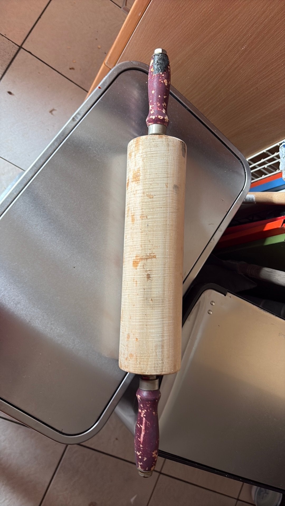 Grote deegroller 58 cm incl handvat, Overige typen, Ophalen of Verzenden, Gebruikt, Hout
