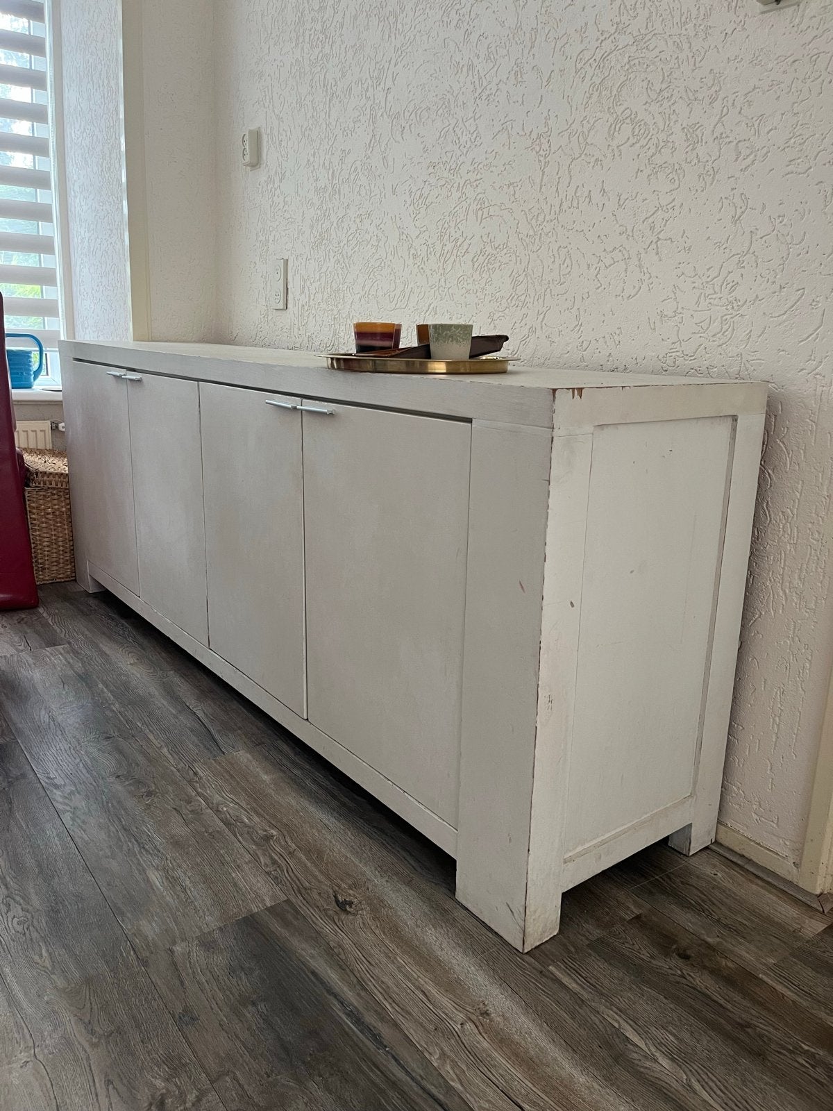 Wit houten dressoir, Ophalen, Gebruikt, 200 cm of meer, 25 tot 50 cm