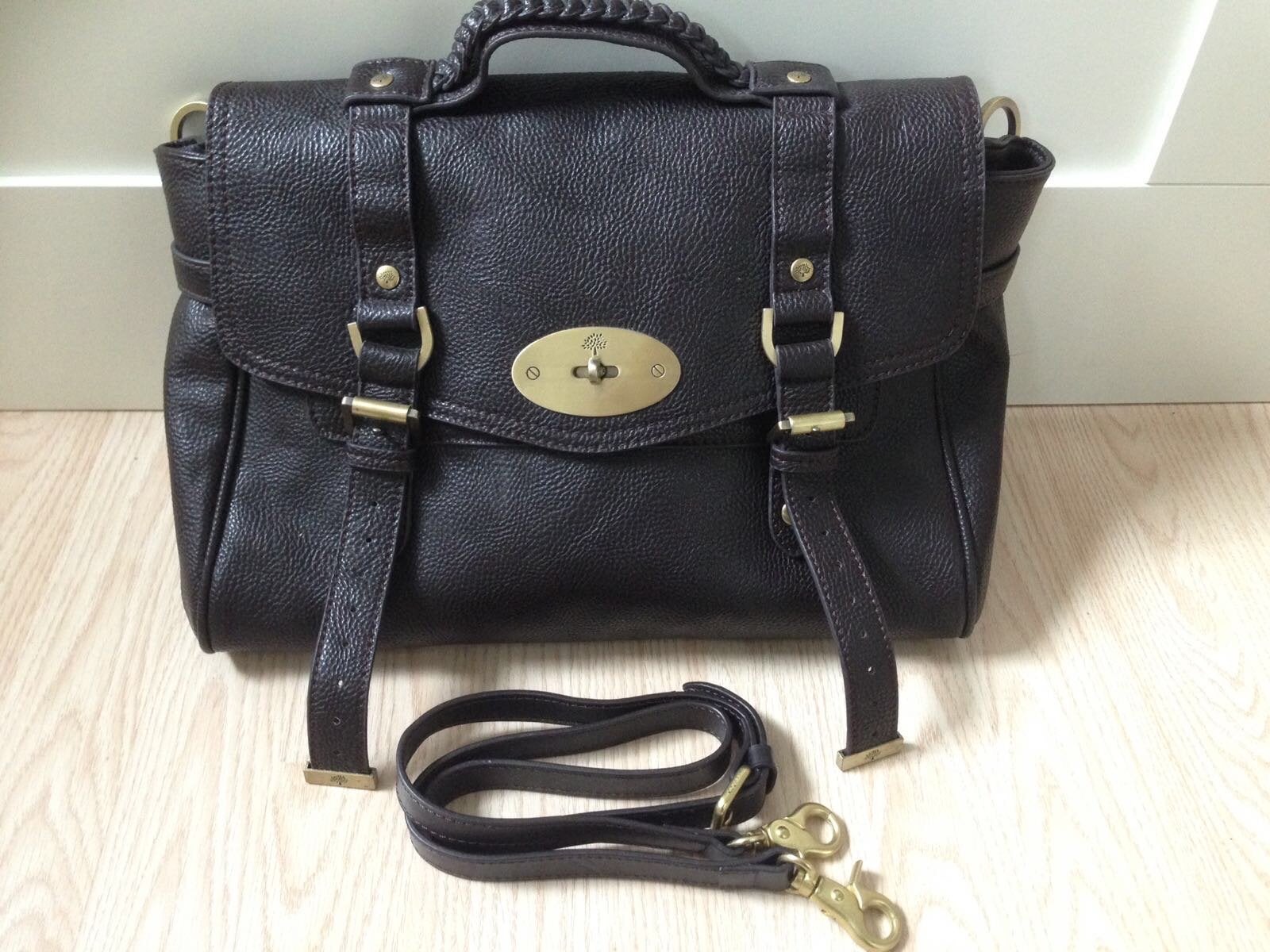 Bayswater Satchel - Donkerbruin Leder look, Ophalen of Verzenden, Zo goed als nieuw, Bruin, Handtas