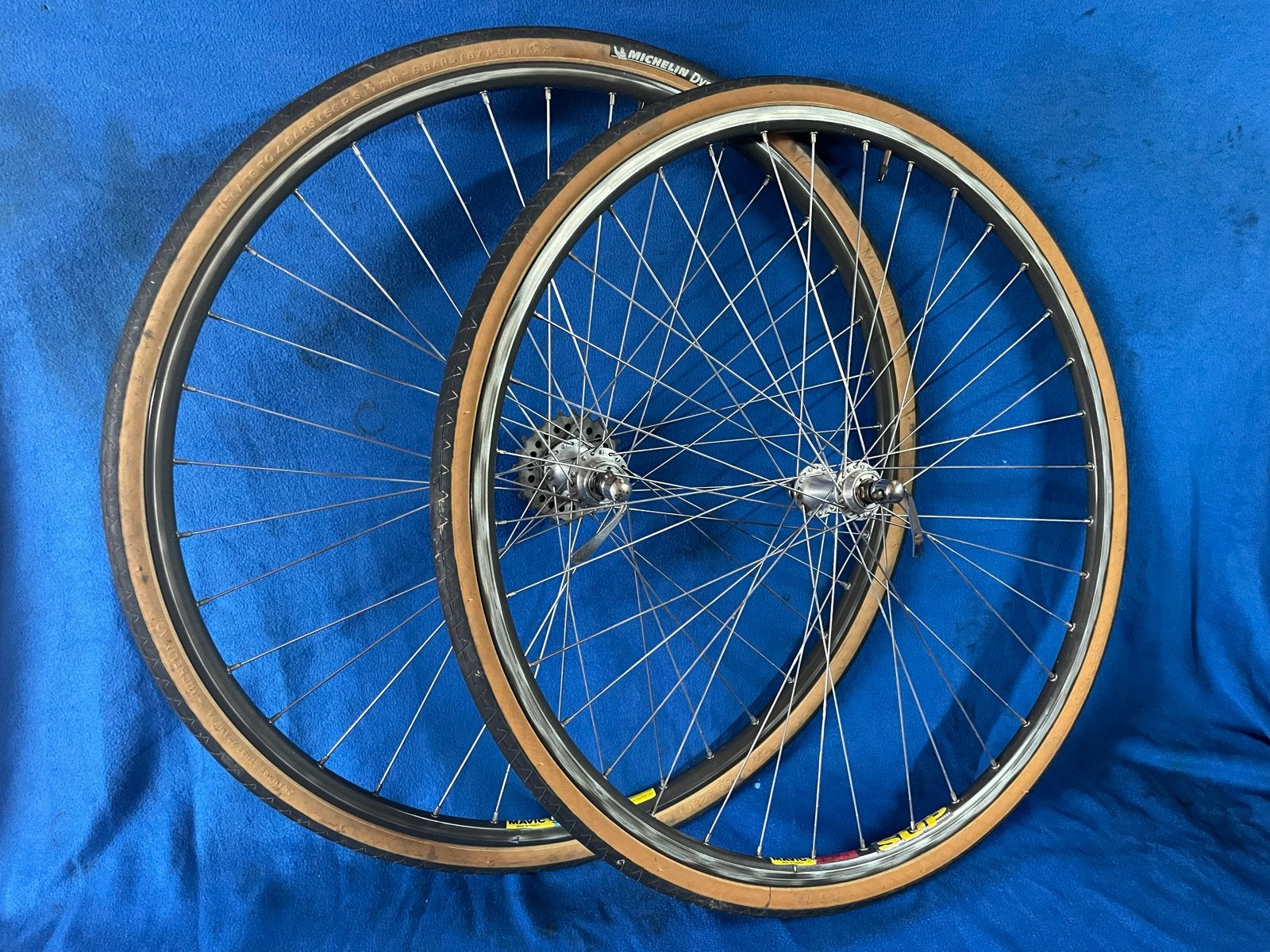 Mavic racefiets wielen met Michelin Dynamic Classic banden, Fietsen en Brommers, Fietsonderdelen, Wiel, Gebruikt, Verzenden, Aluminium