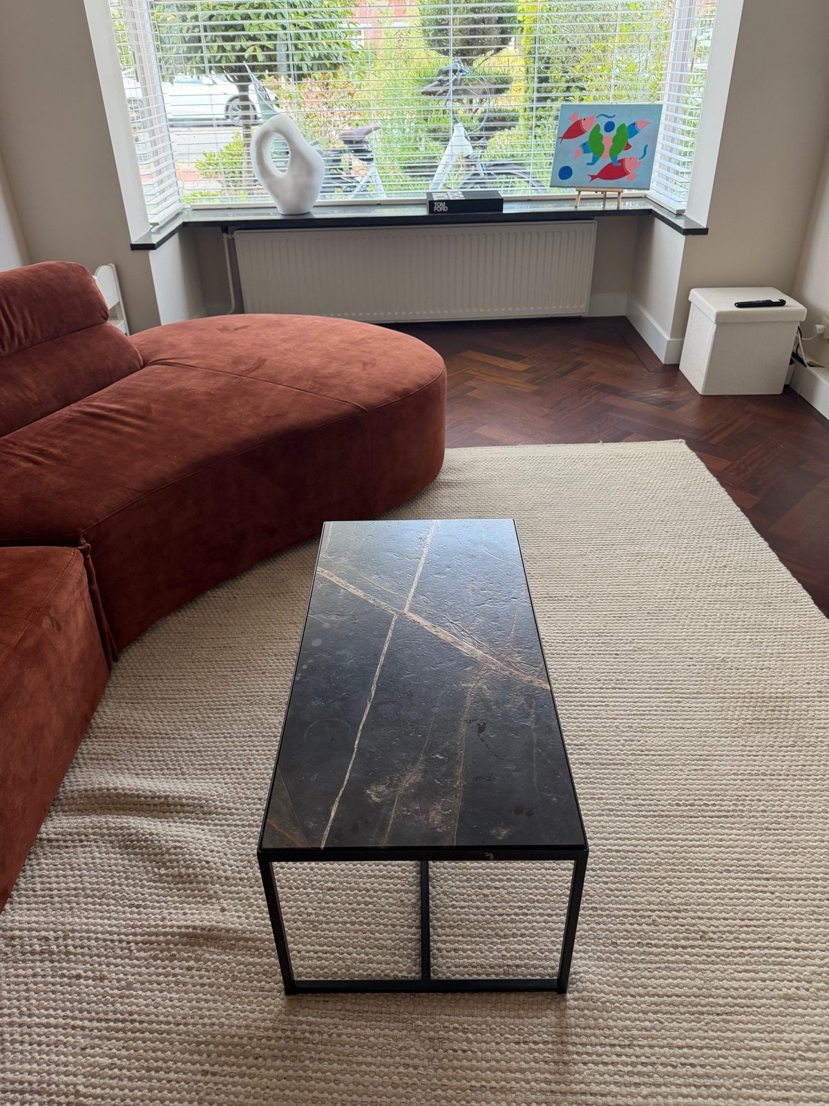 Designer Salontafel met granieten blad - 90x45x37cm, Ophalen, Overige materialen, Minder dan 50 cm, 50 tot 100 cm
