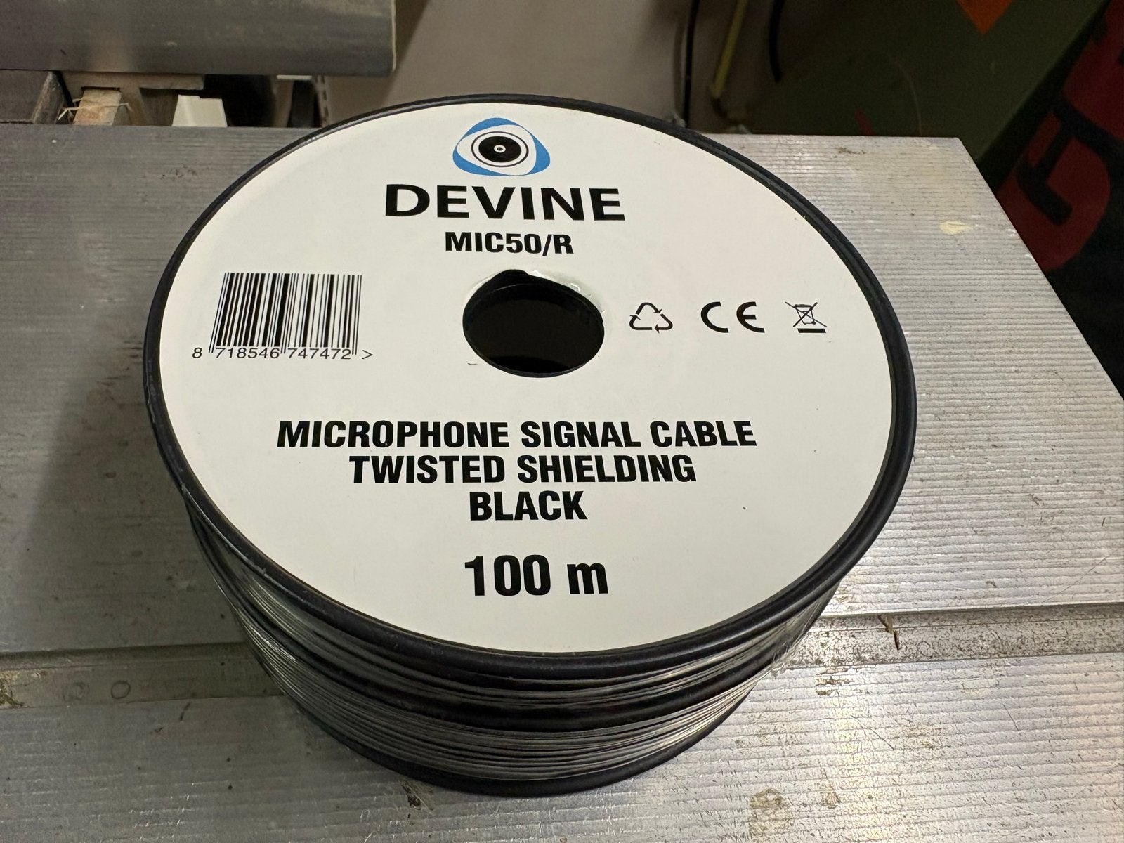 Devine MIC50/R microfoonkabel - 100m rol, Ophalen of Verzenden, Nieuw, Microfoon