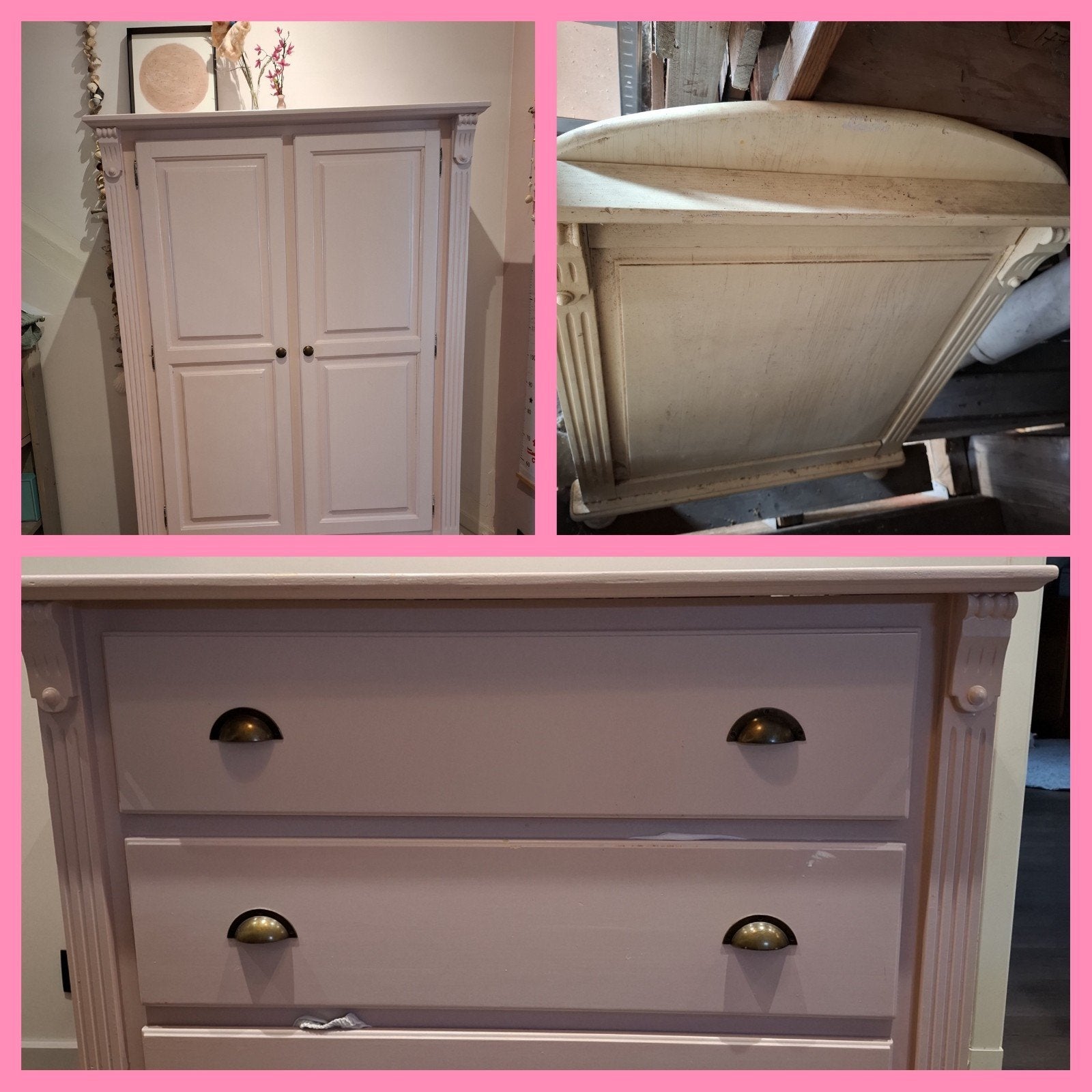 Vandaag ophalen!Kinderkamerset oud roze: commode, kl, Ophalen, Gebruikt, 50 tot 70 cm, 105 cm of meer