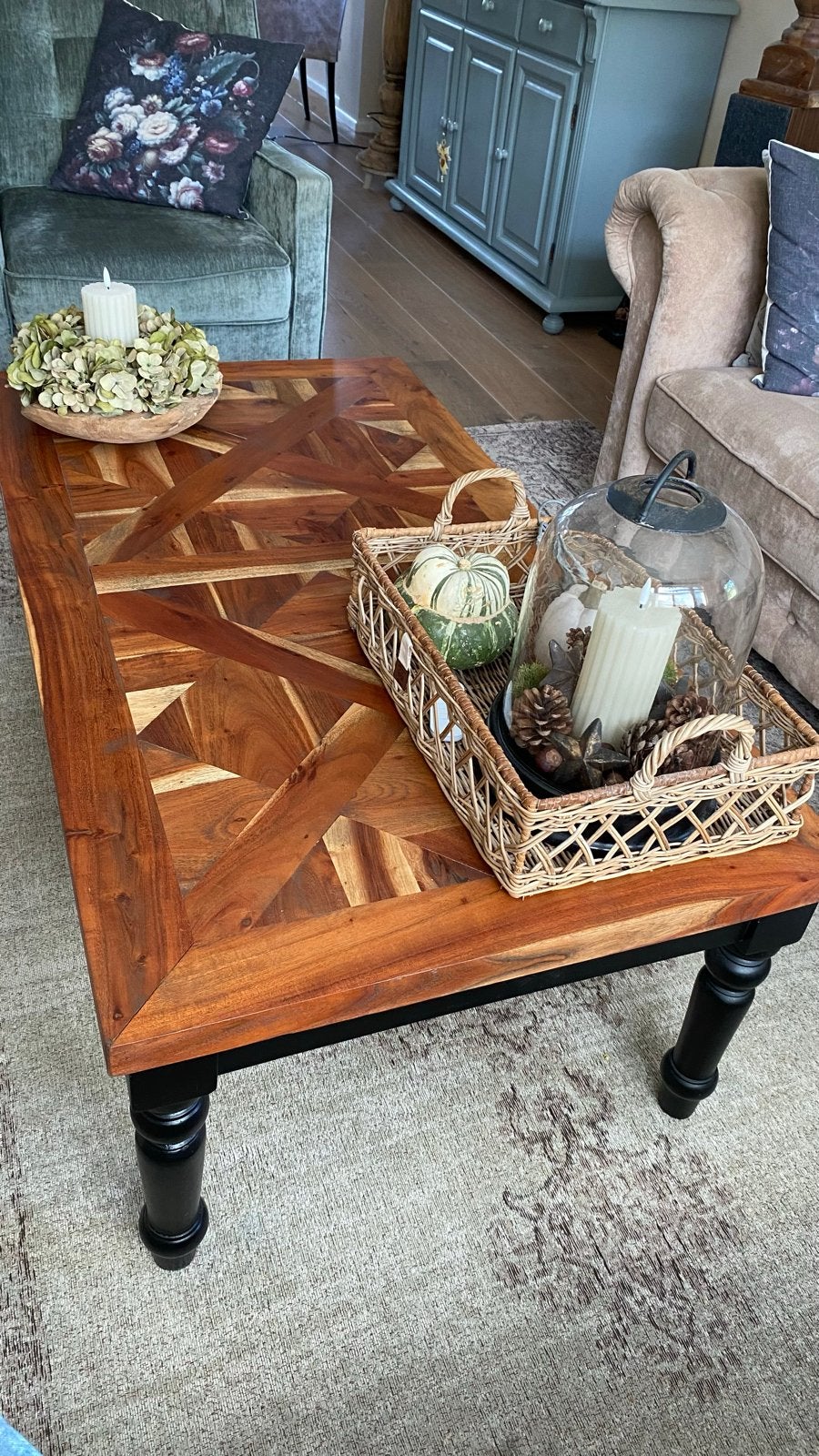 Salontafel van massief hout met uniek patroon, Ophalen, 50 – 75, 100 tot 150 cm, 50 tot 100 cm