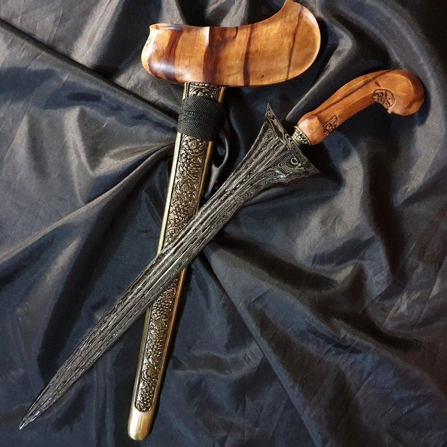 Oude Keris Kebo Dhendeng Pedaringan Kebak Galih Asem KNK14, Verzenden, Overige materialen, Indonesië, Meerkleurig