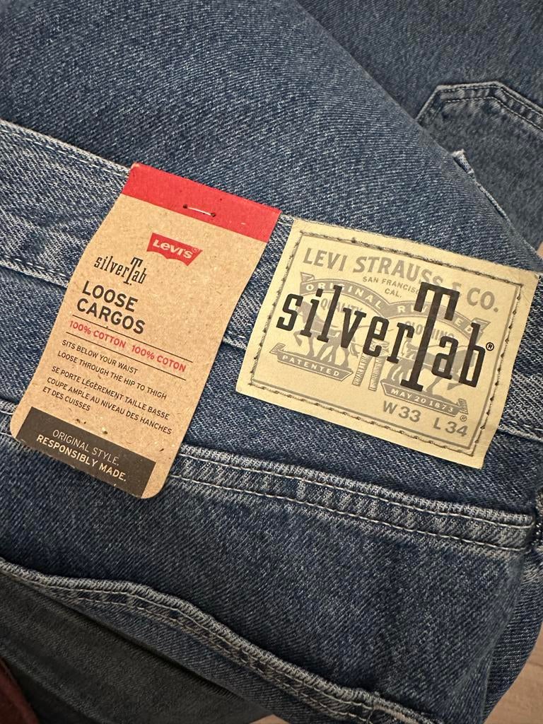 Levi's SilverTab Loose Cargo Jeans 33x34 NWT 2022 Baggy Y2K, Ophalen of Verzenden, Zo goed als nieuw, Blauw, W33 - W34 (confectie 48/50)